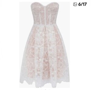 NADINE MERABI Olivia Strapless White Lace Dress L